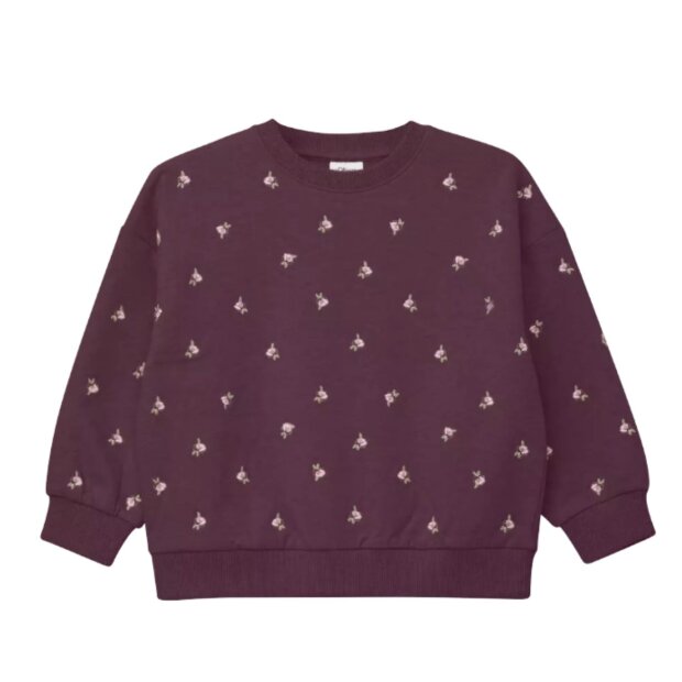S.Oliver Oversize-Sweatshirt mit floraler Stickerei - inside brushed - burgundy