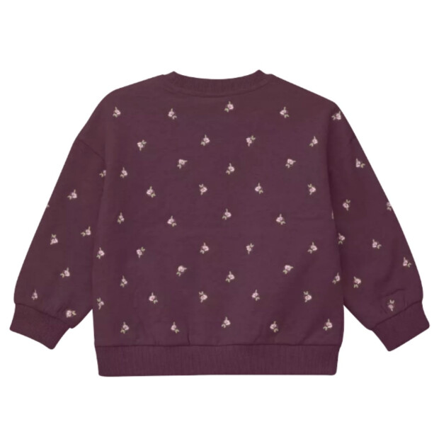 S.Oliver Oversize-Sweatshirt mit floraler Stickerei - inside brushed - burgundy