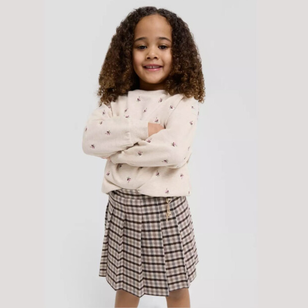 S.Oliver Oversize-Sweatshirt mit floraler Stickerei - inside brushed - light beige melange