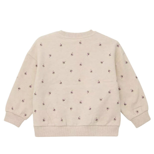 S.Oliver Oversize-Sweatshirt mit floraler Stickerei - inside brushed - light beige melange