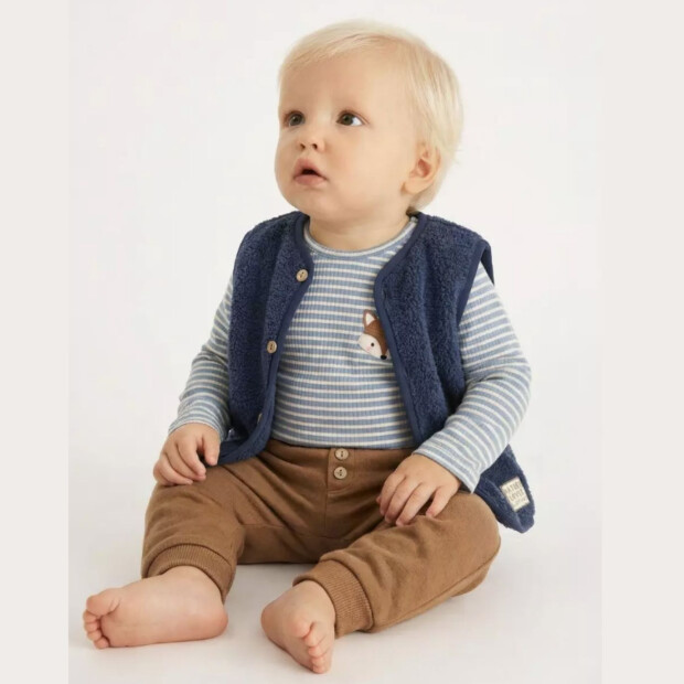 S.Oliver Baby Weste aus Teddy-Plüsch mit V-Ausschnitt - dark blue