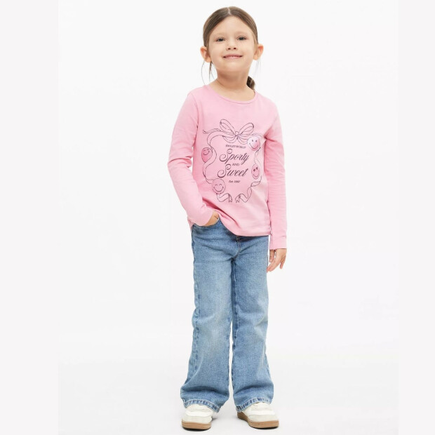 S.Oliver Smiley® Shirt langarm mit Glitzerprint - dark rose