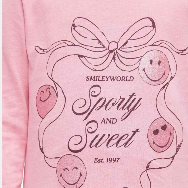 S.Oliver Smiley® Shirt langarm mit Glitzerprint - dark rose