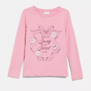 S.Oliver Smiley® Shirt langarm mit Glitzerprint -...