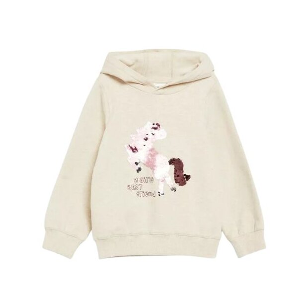 S.Oliver Kuscheliger Hoodie mit Wendepailletten - light beige melange