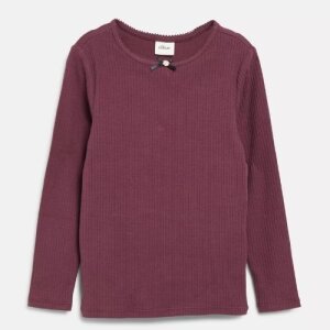 S.Oliver Langarmshirt mit Applikation im Slim Fit - burgundy