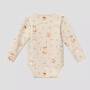 S.Oliver Baby T-Shirt Body mit All-over-Print mit Rippstruktur - Fuchs helles beige
