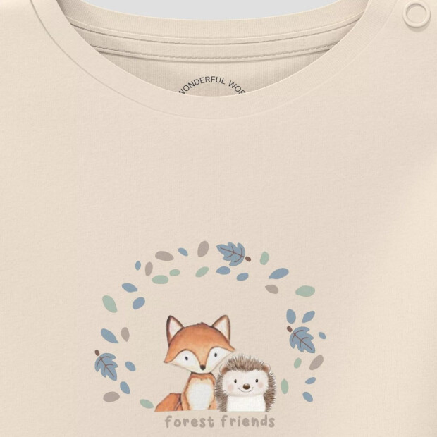 S.Oliver Baby Unisex T-Shirt mit Print Fuchs & Igel - helles beige