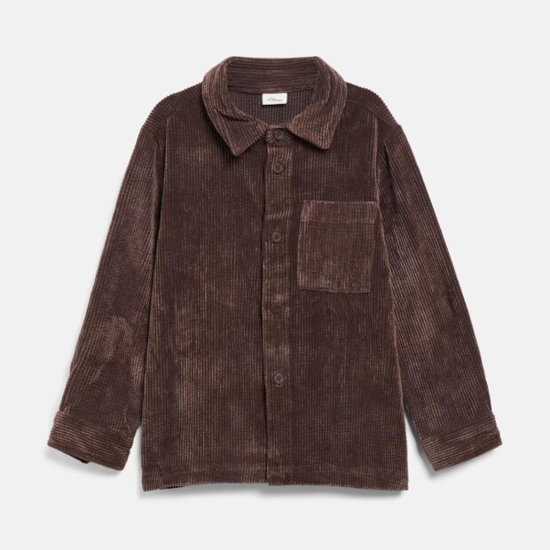 S.Oliver Overshirt aus Cord mit Brusttasche - Dunkelbraun