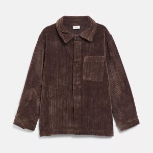 S.Oliver Overshirt aus Cord mit Brusttasche - Dunkelbraun