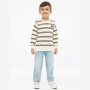 S.Oliver Gestreiftes Sweatshirt mit Rippbündchen und kleinem Patch - creme