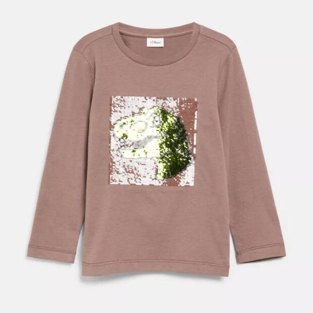 S.Oliver Langarmshirt mit Wendepailletten -  Braun