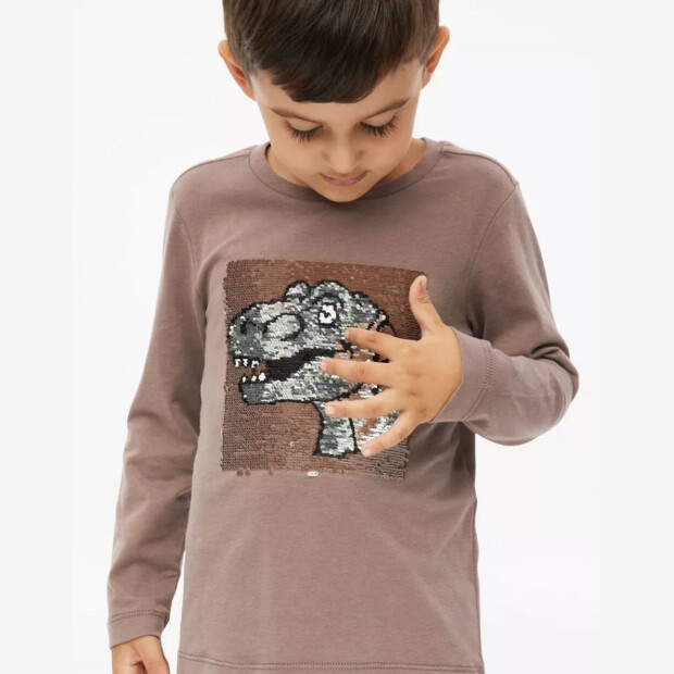 S.Oliver Langarmshirt mit Wendepailletten -  Braun