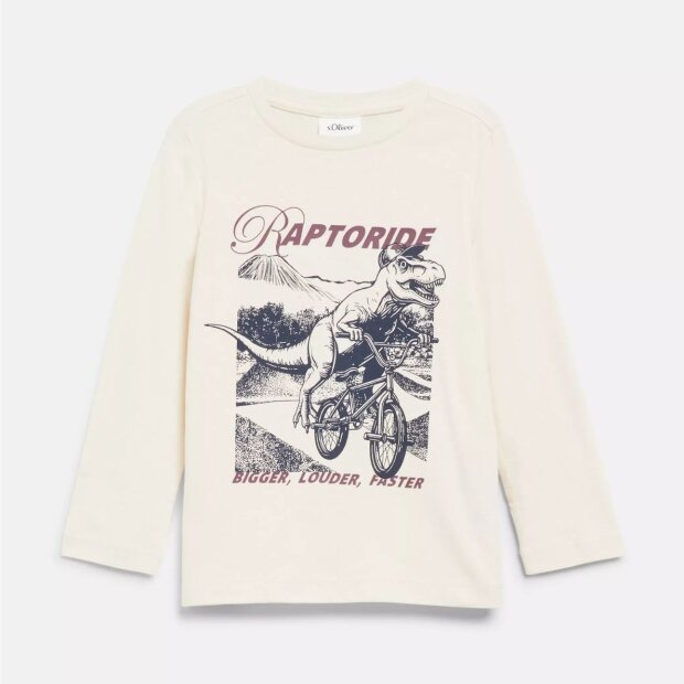 S.Oliver Langarmshirt mit Print - Creme Dino