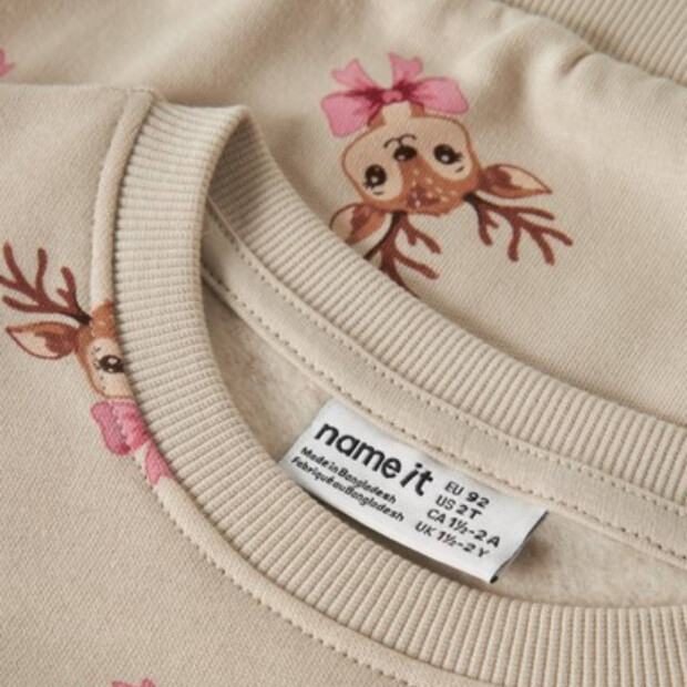 name it angerauter Pullover Weihnachten Rentier mit Schleife- Peyote Reindeer