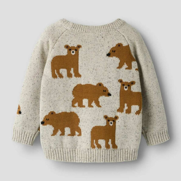name it Strickpullover Bär - Peyote Melange