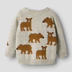 name it Strickpullover Bär - Peyote Melange