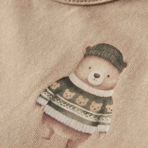 name it langarm Shirt Bärchen - Sesame beige