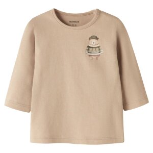 name it langarm Shirt Bärchen - Sesame beige