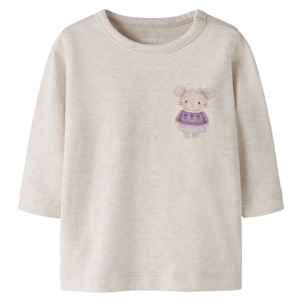 name it Baby Shirt Mäuschen - Peyote Melange