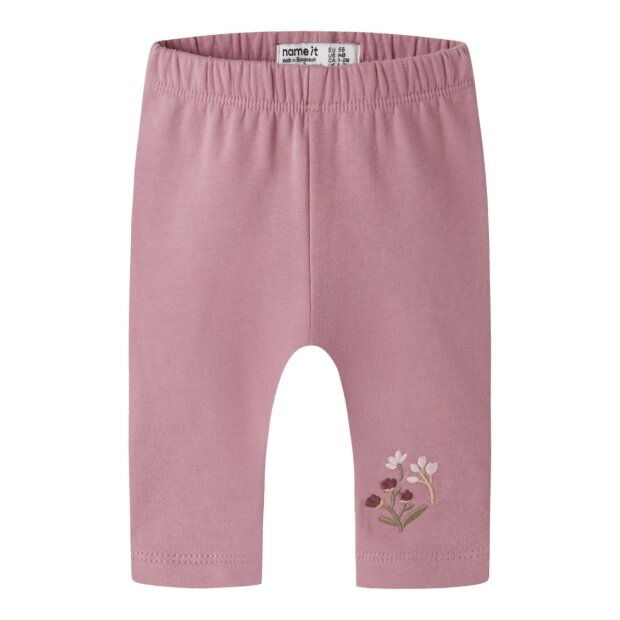 name it angeraute Leggings mit Blumenstickerei - Lilas rosa