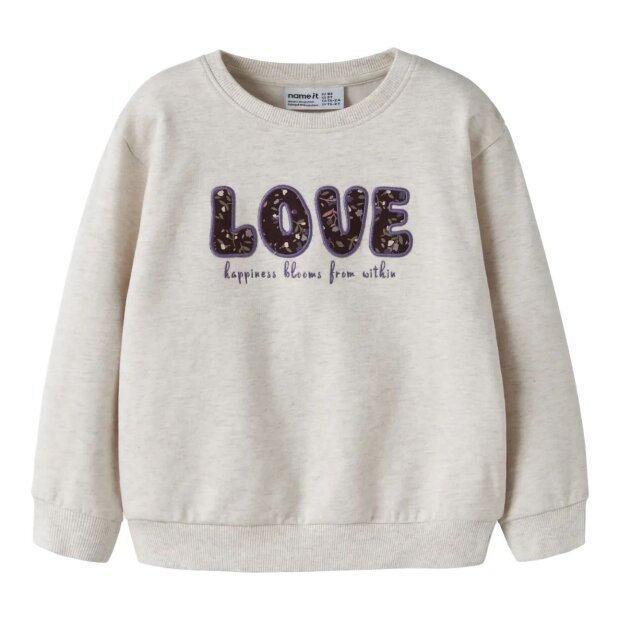 name it angerautes Sweatshirt - Peyote Melange beige