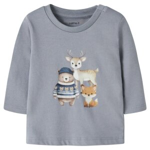 name it Baby Shirt Waldtiere - Tradewinds blau