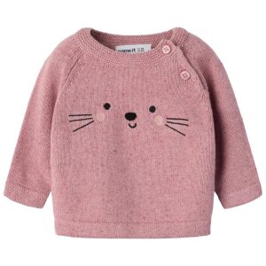 name it Baby Strickpullover Katze - Lilas rosa