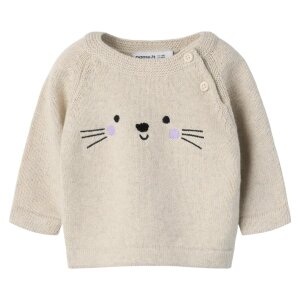 name it Baby Strickpullover Katze - Peyote Melange