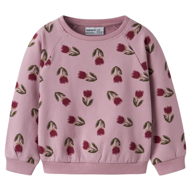 name it angerautes Sweatshirt AOP Blümchen - Lilas rosa