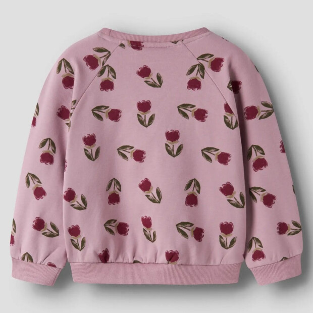 name it angerautes Sweatshirt AOP Blümchen - Lilas rosa