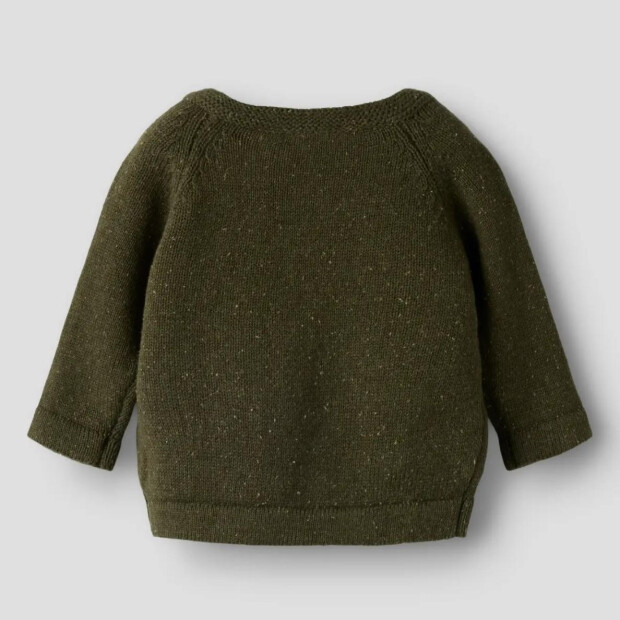 name it Baby Srickpullover Bär - Olive Night