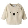 name it Baby Srickpullover Bär - Peyote Melange beige