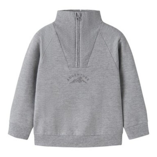 name it angerauter Sweater mit Halb Reißverschluss - Grey Melange