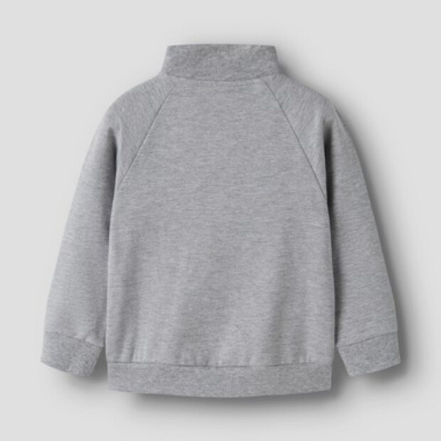 name it angerauter Sweater mit Halb Reißverschluss - Grey Melange