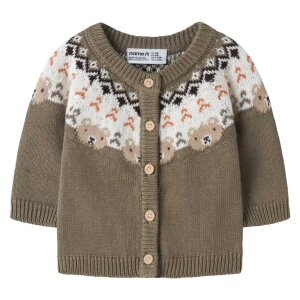 name it Baby Strickjacke Bär - Mermaid grün