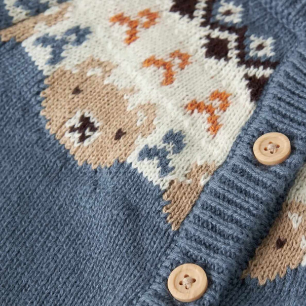 name it Baby Strickjacke Bär - Blue Mirage