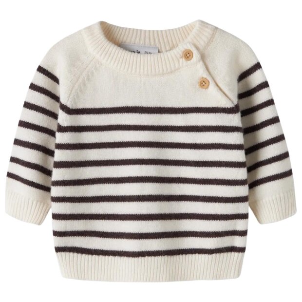 name it Baby Strickpullover Streifen - Antique White chocolate plum