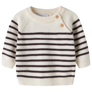 name it Baby Strickpullover Streifen - Antique White...