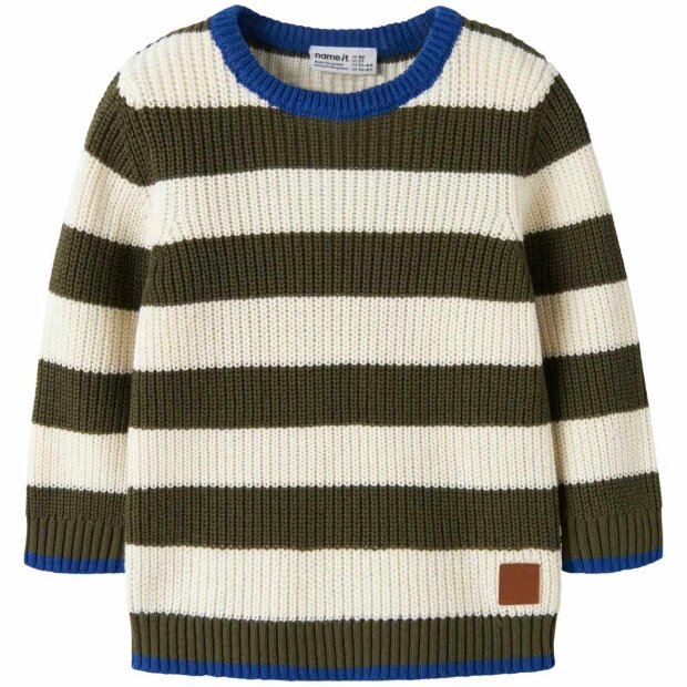name it Biobaumwoll Strickpullover Streifen - Olive Night