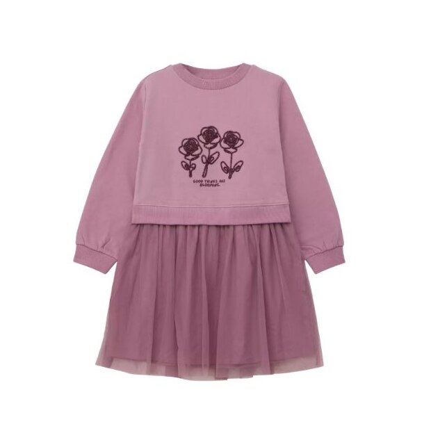 S.Oliver Sweatshirt-Kleid mit Glitzer-Applikation und Tüllrock - dusty rose