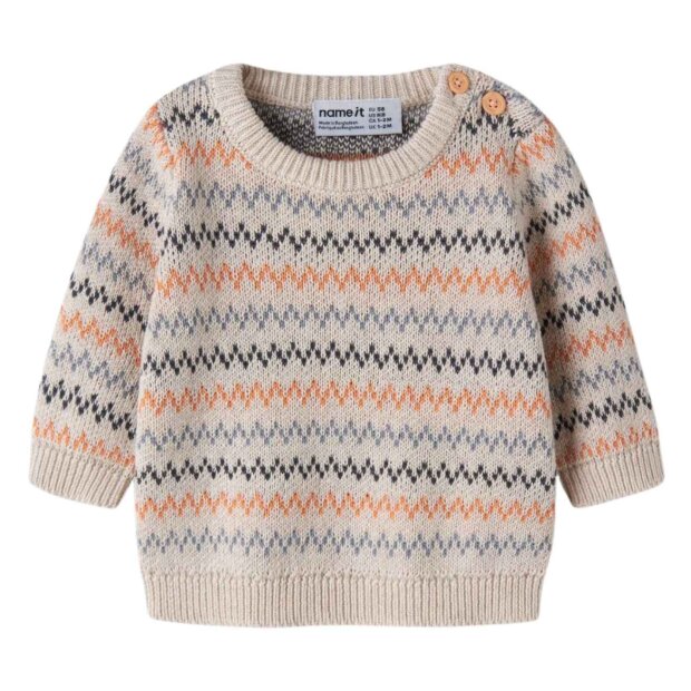 name it Baby Biobaumwoll Strickpullover - Peyote Melange