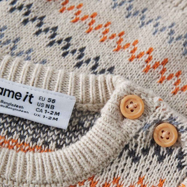 name it Baby Biobaumwoll Strickpullover - Peyote Melange