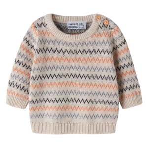 name it Baby Biobaumwoll Strickpullover - Peyote Melange