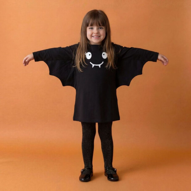 name it Biobaumwoll Halloween Kleid Fledermaus - black