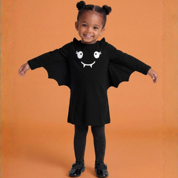 name it Biobaumwoll Halloween Kleid Fledermaus - black