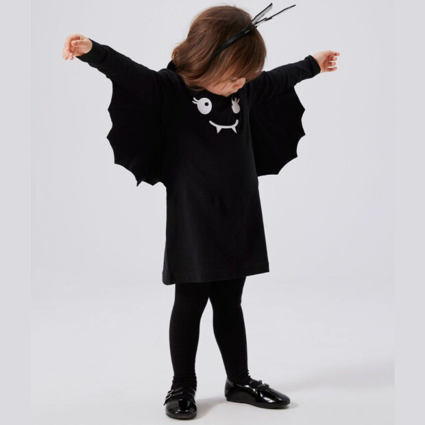 name it Biobaumwoll Halloween Kleid Fledermaus - black