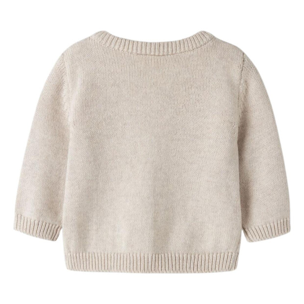 name it - Baby Biobaumwoll Strickjacke Blümchen - Peyote Melange
