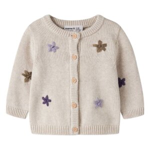name it - Baby Biobaumwoll Strickjacke Blümchen -...