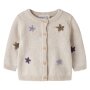name it - Baby Biobaumwoll Strickjacke Blümchen - Peyote Melange